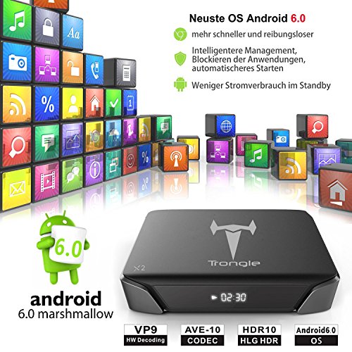 Android 6.0 TV Box, SEGURO X2 KODI 16.1 Streaming Media Player Amlogic S905X Quad Core 2GB+8GB eingebaute WIFI mit vorinstallierte Add-ons - 4