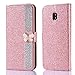 Price comparison product image Flip Wallet Case for Galaxy J5 2017 Rose Gold Glitter Cool Cute 3D Butterfly & Chain Diamond Buckle Bling Glitter Pattern Leather Stand Function Flip Kickstand Magnetic Book Wallet Buckle Protective Cell Phone Cases for Samsung Galaxy J5 2017/J530