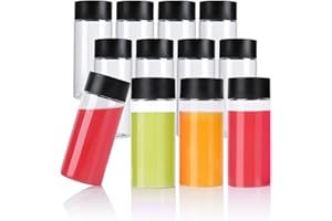 YBCPACK 12 Stück Leere Plastikflaschen zum Befüllen 250ml Klare PET Saftflaschen mit Deckel für Saft, Smoothie, Wasser, Milch, Getränke und andere