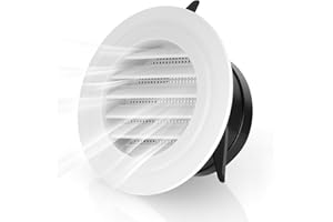 NUTKIT Rejillas de Ventilación 100mm,Rejilla Aire Acondicionado Conductos Cubierta de Ventilación con Malla,Aire Rejilla de Ventilación Anti-insectos, para Baño,Cocina,Tuberías de conducto