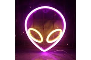 Nordstylee LED Alien neón logotipo regalo para niños luz de nochevieja,fiesta de cumpleaños,navidad,Oficina de juegos pared decoración de arte logotipo fiesta suministro de regalos rosa cálido blanco