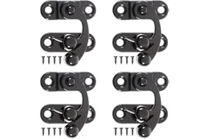 HUOANPO Latches,4PCS Latch Hook, Antique Cabinet Latches Set with Mounting Screws for Wooden Box, Jewelry Case, Furniture, Small Hook and Eye Latch Black, Vintage Cabinet Lock