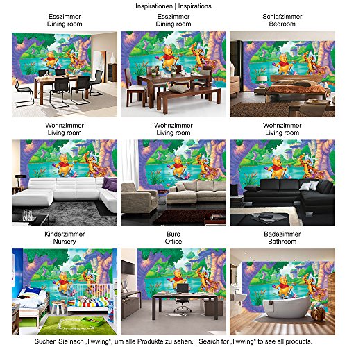 Fototapete 368×254 cm PREMIUM Wand Foto Tapete Wand Bild Papiertapete – Kindertapete Tapete Disney Winnie Puuh Ferkel Tiger Schatz Wasser bunt – no. 3024 - 5