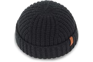 KNITDAY Chunky Wool Fisherman Short Beanie Hats Skull Cap for Men, Mens Thick Skater Streetwear Fishermans Beanie Warm Winter Knit Daily Hat