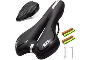 Favoto Bike Saddle MTB Bicycle Seat in Breathable Gel Waterproof Comfortable Ergonomic for Mountain Bike City Bike Road Bicycles with Seat Cover and Reflective Bands