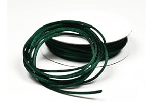 CREATIVERY Kumihimo Rouleau de cordon tressé en satin de 10 m x 2 mm (vert foncé) // Cordon décoratif pour bijoux