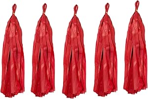 CREATIVE BALLOONS Lot de 10 pompons décoratifs en papier de soie à suspendre au mur - Guirlande de pompons rouges pour travaux manuels, décoration de la maison, mariage, anniversaire, fête prénatale