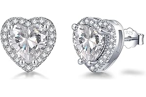 SNORSO Clous D'oreilles Argent Pour Femme Fille,Boucles d'oreilles Zircon Cubique Carré/Rectangle/Coeur/Goutte d'eau/Ronde, Boucles d'oreilles Pierre de Naissance Coloré,Cadeau Anniversaire Mariage