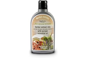 Extrait de fines huiles essentielles aux herbes naturelles Sedum pour sauna - Infusion de sauna avec Pour les amateurs de sauna! Mélange d'extraits d'herbes avec huile essentielle de genièvre - 240ml
