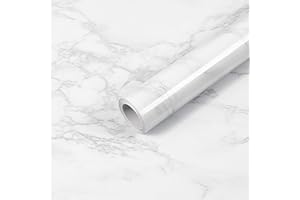 Fantasnight Marble Effect Self Adhesive Vinyl 30 X 200cm Sticky Back Plastic White Marble Contact Paper Waterproof Peel and Stick Wallpaper Self Adhesive Vinyl Wrap for Kitchen Worktop
