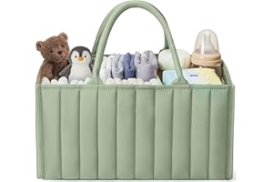 HAGOT Cesta Organizadora Bebe, Organizador Bebe de Carrito de Pañales, con Compartimentos Desmontables, para Futura Mamá (Verde)
