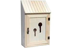 VETRINE IN RETE Vetrineinrete® Cassetta Portachiavi 6 Ganci con Porta bacheca in Legno 6 posti appendichiavi da Muro Scatola da Decorare decoupage Fai da Te bricolage con Pittura e Glitter D97