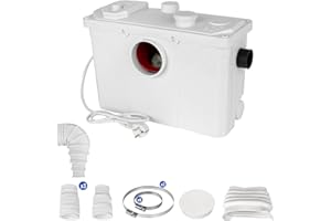 FAAZY Broyeur Sanitaire 700W Pompe de Relevage Eaux Usées 190L/min Verticale de 7 m avec 4 Entrées d'Eau pour Convient aux Pompes de Toilettes Domestiques, Douches, Baignoires, Éviers, Lave-vaisselle