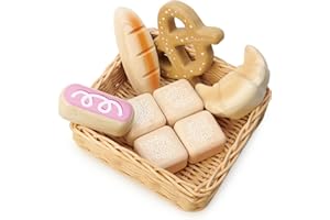 Tender Leaf Toys Cestino per il pane – Giocare cibo in un cestino di vimini perfetto per i bambini fare shopping day Roleplay e far finta di giocare