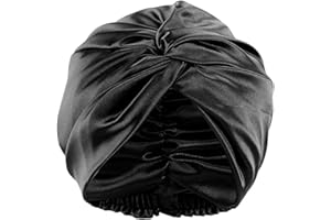 PAPU Cuffia da donna in 100% seta di gelso 22 momme, per dormire, per la cura dei capelli delle donne, double-face, regalo personalizzato per donne, con certificazione OEKO standard 100 (nero)