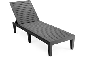 COSTWAY Lettino Prendisole da Giardino, Sdraio da Giardino Con Schienale Regolabile a 5 Livelli, Chaise Longue Impermeabili da Esterno, per Spiaggia Piscina Giardino, Portata 180 kg (Antracite Nero)