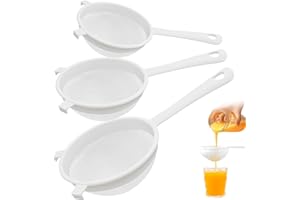 deegbbyi 3 Piezas Colador de Plástico, Colador Multiusos, Filtros de Mano Zumos, Coladores de Doble Oído con Orificio para Colgar, Adecuado para Filtrar Té, Pasta, Harina, Arroz y Jugo