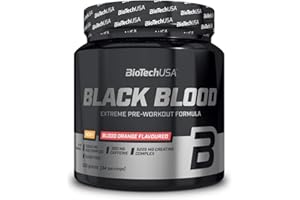 ‎BIOTECHUSA BioTechUSA Black Blood NOX+ | Formuła przedtreningowa | z kofeiną, kreatyną, tyrozyną | bez cukru | 340 g | Czerwona pomarańcza