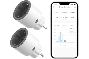 SONOFF S60TPF Wlan Smart Steckdose - Alexa Smart Plug 2er Pack (16A 4000W), Smarte Stecker mit Strommessung, Überlastschutz, Sprachsteuerung, Kompatibel mit Alexa/Google Home (2.4G WiFi)