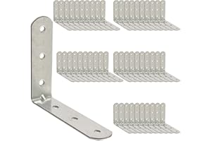 OMIDEAS 50 x Angle Bracket (50 x 50 x 16) 90 Degree L Shape Corner Brace Plate Wood Metal Connecting Fixing Joining Repair Support Galvanised Connector