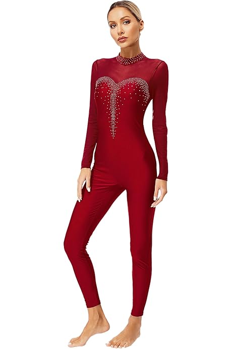 Body Da Danza Per Ragazze - Tuta Sportiva In Mesh Traspirante Con Strass Per Ginnastica E Pattinaggio - Foto 3