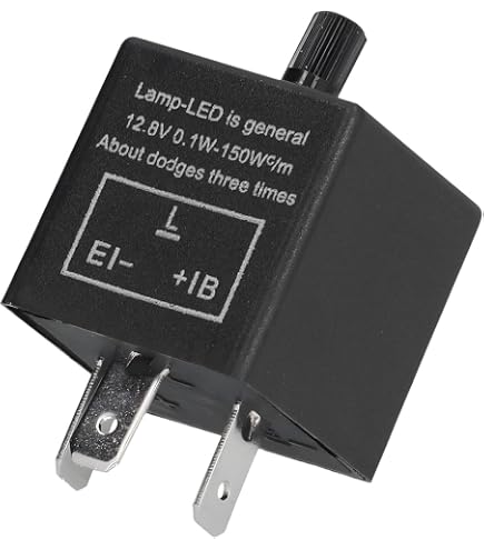 Relè Lampeggiatore Per Frecce Moto 12V – 2 Pin, Regolabile, Per LED E Lampadine, Risolve Iperlampeggio, Nero