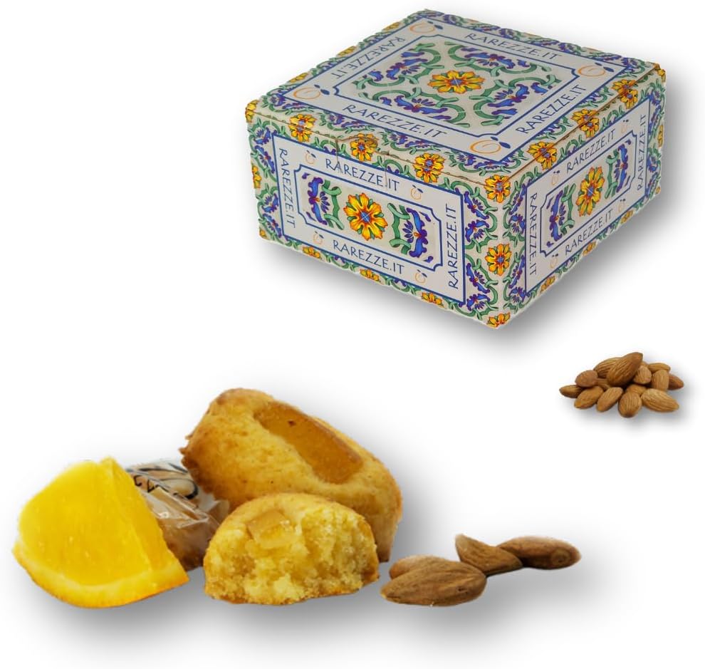 RAREZZE | Pastelitos artesanales sicilianos de almendra, con NARANJA | Envasados individualmente | Caja regalo | Repostería tradicional: ¡pedidos, preparados, horneados, enviados!