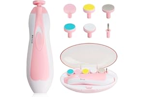 B&K Glopole Baby Nail Trimmer File with Light - Safe Electric Nail Clippers Kit for Newborn Infant Toddler Kids Toes and Fingernails - Care, Polish and Trim - Battery Operated (AA)