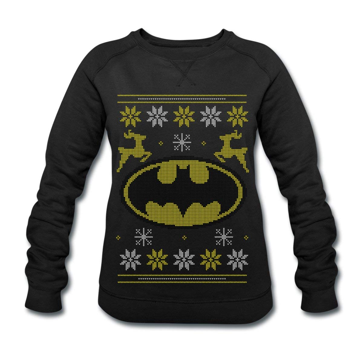 Spreadshirt-Justice-League-Batman-Logo-Ugly-Christmas-Frauen-Bio-Sweatshirt-von-Stanley-Stella