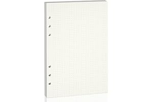LUVTREE Lot de 80 feuilles A5 à 6 trous – Papier épais 100 GSM avec lignage pointillé, idéal pour journaux, prises de notes, planification et dessin. Compatible avec classeurs A5 à 6 anneaux.