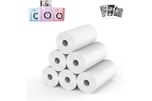 Riosin 6 Rolls de Papel Cámara Fotos Niños, Impresora Fotográfica HD Impresión Térmica Rollos de Papel de Impresión aptos para la Mayoría de Cámaras Instantáneas Infantiles (Blanco-6)