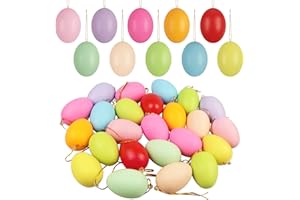 LARBER 20 Pieces Easter Plastic Eggs, Hanging Eggs for Easter Craft, Blank Easter Eggs Easter Decorations Eggs for Hand Painted Creative DIY Easter Supplies Easter Tree Decoration(Colorful)