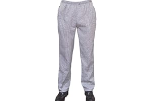 VUIUYOIES Chef Pants Men Casual Baggy Cook Pant Waiter Work Wear Uniform Cooking Clothing for Restaurant Hotel Cafe Kitchen