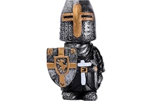 Fuwraixis Ornement de Jardin Chevalier Nain Sculpture d'un Soldat médiéval Figurine de Chevalier Vintage Artisanat en résine Articles de décoration pour Le Bureau et la Maison
