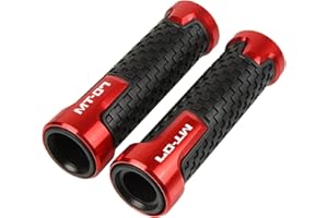 YXSM Poignées De Moto CNC Guidon en Aluminium Guidon Accessoires De Poignée en Caoutchouc Antidérapant pour Yamaha MT-07 MT 07 MT07 2014-2022 (Couleur : Rouge)