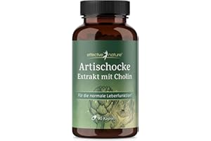 ‎EFFECTIVE NATURE Artischocken Extrakt Kapseln - 6:1 hochdosiert - 2400 mg pro Tag - 2,5% Cynarin-Anteil - Mit Cholin für die normale Leberfunktion