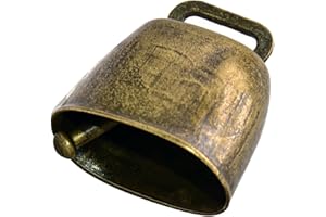 Milageto Vintage Style pâturage Cloche Vent Carillon Pendentif appelant bruyamment Petit métal Vache Cloche Ornement pour Mouton Cheval Chien Animaux, Couleur Bronze