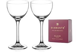 DIAMANTE Lot de 2 mini verres à cocktail en cristal 150 ml | Verres à sherry porto | Verres apéritifs digestifs | Verres Nick & Nora | Negroni Glasses- Collection « Auris »