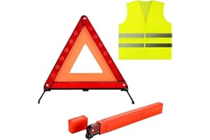 weiclianhp Kit Sécurité Voiture 2 en 1 - Triangle de Signalisation Pliable et Gilet de Sécurité Réfléchissant - avec Mallette de Rangement - Équipement Obligatoire pour Automobile