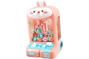 chiwanji Máquina de Garra con 10 Mini Animales de Peluche, Juguete de de Juego de Garra de cápsula de de Arcade, Conejo