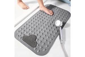 JINYOMFLY Mata prysznicowa, antypoślizgowa mata łazienkowa z przyssawkami, wkładka prysznicowa, komfortowy masaż, mata antypoślizgowa, pod prysznic, można prać w pralce (szara, 70 x 40 cm)