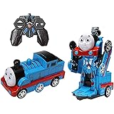 Hntoolight New Charging Deformation Vehicle, One Button Deformation Model, Children's Toy Lighting Music (Thomas)