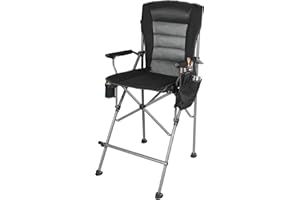 REDCAMP High Folding Chair with Footrest, Portable Folding Artist Chair Makeup with Storage Bags, High Director Chair for Camping, Heavy Duty, Supports 300 lbs (Black Grey)