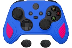 playvital Scorpion Edition Two-Tone Anti-Slip Silicone Case Cover for Xbox Series X/S Controller, Soft Rubber Case for Xbox Core Controller with Thumb Grip Caps - Primary Blue & Bright Pink