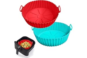AOMZKOL Silikonowa forma do frytkownicy na gorące powietrze, 2 sztuki, silikonowa miska kosza zamiast palnego papieru pergaminowego, wielokrotnego użytku, akcesoria do frytkownicy na gorące powietrze