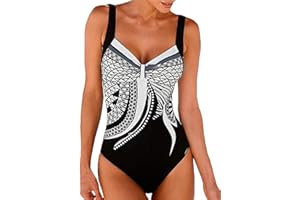 YUSON GIRL Costumi Interi Donna, One Piece Costumi da Bagno Push Up Trikini Imbottito Backless Swimsuit Pin Up Costume Bohemian Beachwear