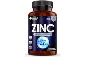 NEW LEAF PRODUCTS Zinc 50mg High Strength Tablets with Copper, Pure Zinc Supplements Contributes Towards The Immune System, Bone Health and Fertility, Vegan, Non-GMO, Made in UK by New Leaf 120 Tablets