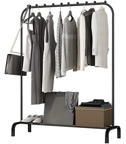 Robuster Kleiderständer Mit Rollen & Doppelkorb – Verstellbare Garderobe, 158 Kg Tragkraft