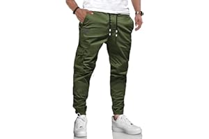 LIUPMWE Pantaloni da Lavoro Uomo Pantaloni Cotone Casual Jogging Pantaloni Sportivi Slim Fit con Tasche S-XXL