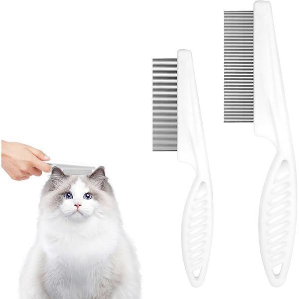 Peigne De Toilettage Pour Chat Avec Bouton éjecteur - Lot De 2 (vert Et Jaune), Brosse Anti-puces, Enlever Les Poils Facilement